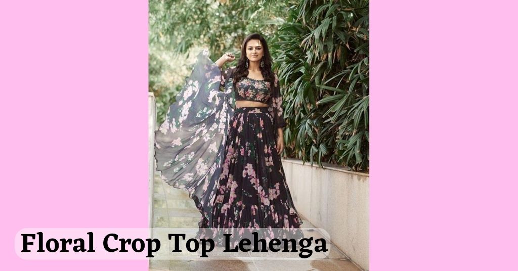 Pink rosette floral lehenga and halter top | Skirt and top set, Floral  lehenga, Skirt top